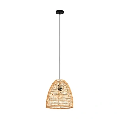 Image de EGLO Suspension Ayesgarth avec un abat jour en rotin