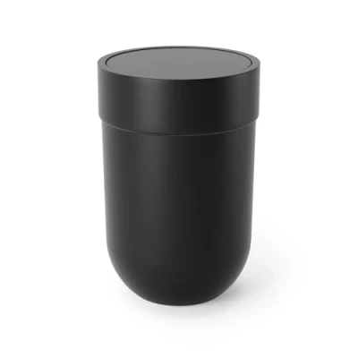 Image de Umbra Touch Poubelle de salle bain. couvercle rotatif. Coloris noir. 5.9L. Dimension 19x26cm