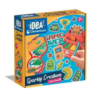 Image de Clementoni Laboratorio Idea Sparkly Creations Game Icons Painting, Diamond, Kit Art, Laboratoire Gemmes, Jeu créatif Enfants 7 Ans, 18774, Multilingue