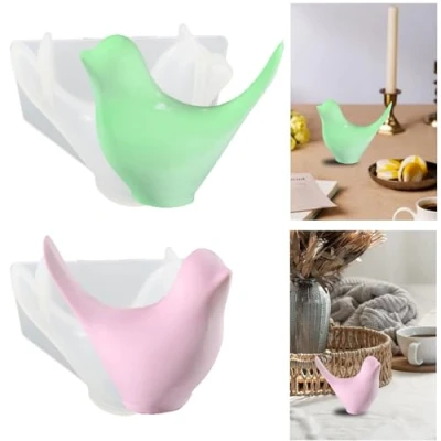 Image de Tuxuzal Lot de 2 moules en Silicone pour bougies forme d&#039;oiseau Moule à bougie Réutilisable