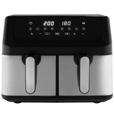 Image de ProfiCook Friteuse à air chaud Système de préparation simultanée 9 litres 2 compartiments Frire sans graisse Cuve avec anti adhésif Airfryer PC FR 1296 H