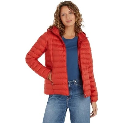 Image de Tommy Hilfiger Femme Veste Padded Global Stripe Jacket Mi Saison, Rouge (Terra Red), XXS