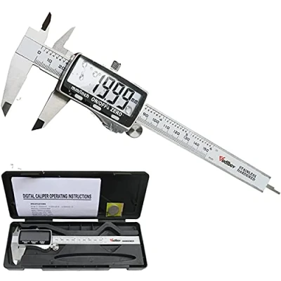 Image de Pied à Coulisse Numérique 150 mm Vodlbov, Acier Inoxydable, Electronique Caliper Vernier, Ajustage de Précision, Mesure Diamètre, Calibre Profondeur, Deux Unités mm/pouce, Grand Ecran LCD, Boîte