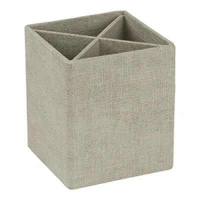 Image de Bigso Box of Sweden boîte à stylos avec 4 compartiments Élégante Organiseur de bureau en panneau fibres et papier aspect lin Beige