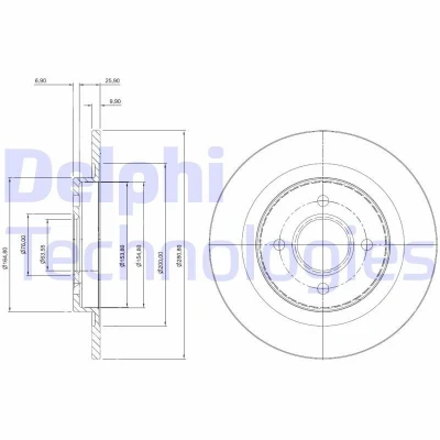 Image de DELPHI BG3743 Disque de frein 280 10 4 plein huilé non traité sans roulement roue, bague ABS FORD: Focus Mk1 3/5 portes, Break