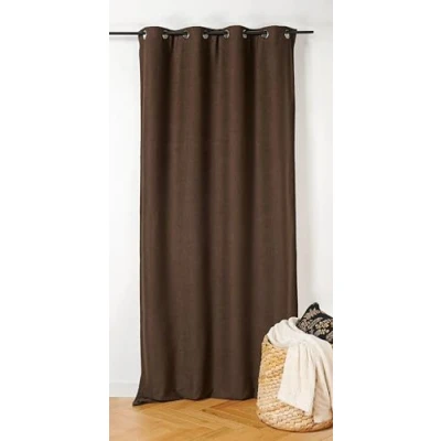 Image de Rideau thermique au style bouclette Marron chocolat 140x260 cm