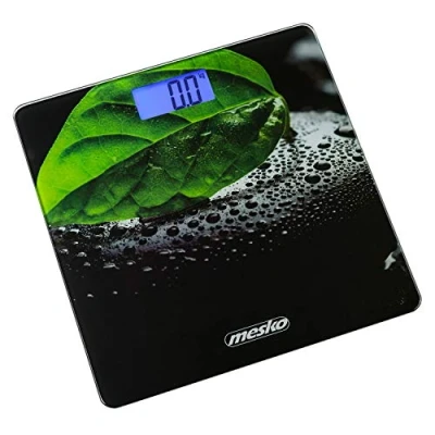 Image de Mesko MS8149 Balance Pese Personne Numérique Haute Précision, Design en Verre Exclusif, Écran LCD, jusqu&#039;à 150Kg, Plateforme Trempé Décoratif pour Salle de Bain, Arrêt Automatique