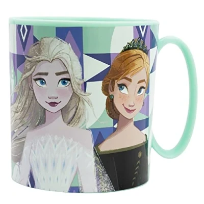 Image de ALMACENESADAN, 2061 Tasse en Plastique réutilisable adaptée au Micro Ondes, de la Licence Reine des Neiges, sans BPA et capacité 350 ML