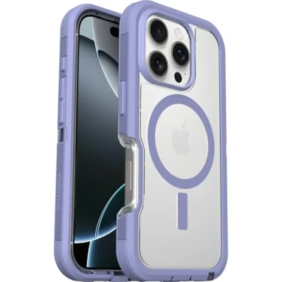 Image de OtterBox Coque Defender XT MagSafe pour iPhone 16 Pro, Antichoc, Anti Chute, Robuste, supporte 7X Plus de Chutes Que la Norme Militaire, Transparent/Violet