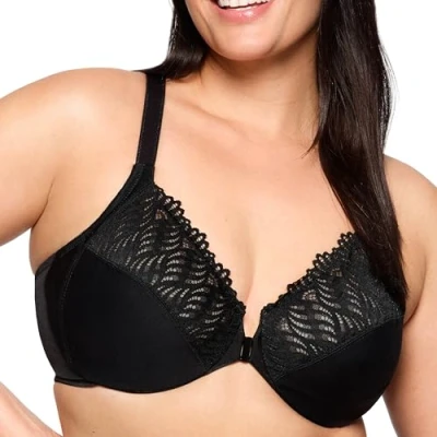 Image de Glamorise Soutien gorge Wonderwire dos nageur ouverture devant #1246, Noir, 95G