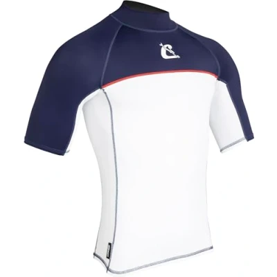 Image de Cressi Shield Man Rash Guard Short/SL Rashguard Homme à Manches courtes pour Sup et Sports Nautiques, Blanc/Bleu, S/2