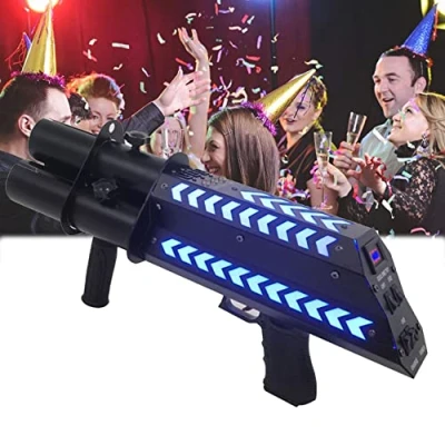 Image de ANUU Machine à Canon confettis électrique Lanceur de Pistolet Effet scène portatif Machines LED Souffleur pour Halloween, Noël,A