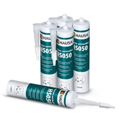 Image de HAUSA Aquarium silicone Verre HS050 Colle et mastic professionnels pour aquariums terrariums constructions en verre, Résistant à l&#039;eau douce de mer 5x310ml noir