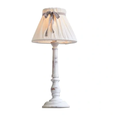 Image de LOBERON Lampe à poser Valentin H/Ø env. 39 20 cm Bois de pin MDF lin lin/blanc vieilli