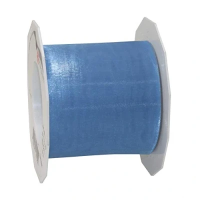 Image de C.E. Pattberg SHEER blau clair Ruban en Organza scintillant et soyeux, Rouleau de 25 m, Largeur 72 mm, Accessoire Décoration &amp; Bricolage, Décoratif pour Présents Table Fête