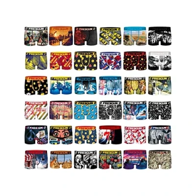 Image de FREEGUN Pack Surprise Boxer Homme Durable, Calecon Modèle Aléatoire, Respirant, Agréable et Infroissable (Lot de 3), Noir, Bleu, Jaune, Rouge, Taille 2XL