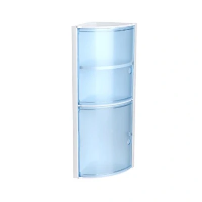 Image de TATAY Armoire de Rangement Suspendue pour Salle Bain d&#039;Angle en plastique, ??kg résistance, 2 portes couleur translucide Bleu, Étagères Intérieures Réglables. Dimension 20 x 62,5 cm