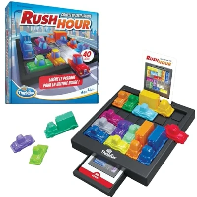 Image de Ravensburger ThinkFun Rush Hour Jeu de logique Casse tête Embouteillage 40 défis 4 Niveaux 1 Joueur ou Plus dès 8 Ans 76600 Mixte Version française