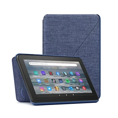 Image de Étui en tissu pour tablette Amazon Fire 7 (compatible uniquement avec la de 12e génération, modèle 2022) Bleu marine