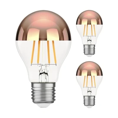 Image de ledscom.de 3 pièces E27 ampoule LED, A60, blanc chaud (2600 K), 7,5 W, 839lm, miroir de tête (or rose)