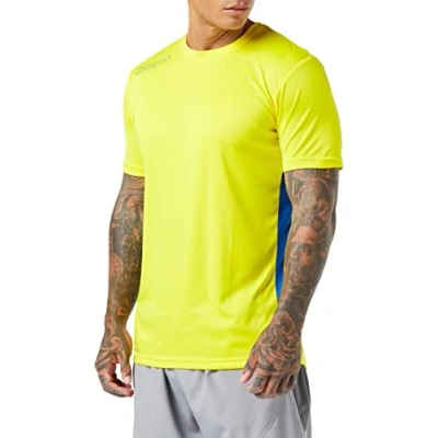 Image de uhlsport Essential T Shirt Homme, Limonène Jaune/Azur Bleu, FR : 2XL (Taille Fabricant 2XL)