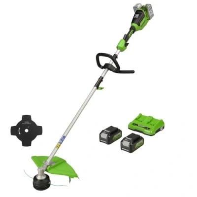 Image de Greenworks 2x24V Coupe bordures à Batterie 40cm avec 2 Batteries 4Ah et Chargeur Double, Fil en Nylon mm ou Lame 25 cm,Poignée Supplémentaire Réglable Manche Parties GD24X2TXK4x
