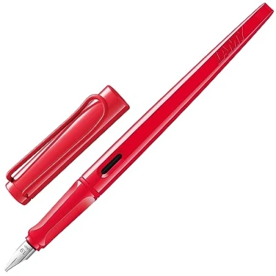 Image de Lamy joy strawberry Stylo plume calligraphique avec grip ergonomique et en acier poli d&#039;une largeur de trait 1,5 mm ressort traction &amp; cartouche d&#039;encre T 10 bleu