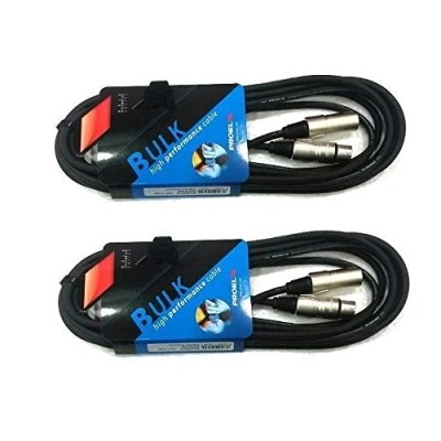 Image de PROEL BULK250LU5 Paire de câbles audio professionnels symétriques XLR mâle femelle, 5 mètres, Noir (BULK250LU5 5mt 2 unités)