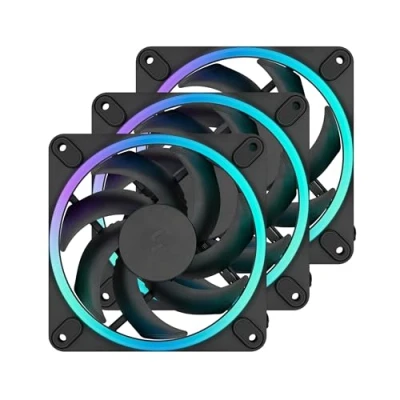 Image de Fractal Design Momentum 12 RGB Ventilateur silencieux pour boîtier PC 120 mm ARGB Gen 2 16 LEDs Pales en polymère à cristaux liquides (LCP) Palier dynamique fluide (FDB) Noir Pack de 3