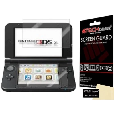 Image de TECHGEAR Protection d&#039;Écran pour Nintendo 3DS XL, Film de Haut et Bas Ultra Clair avec Chiffon Nettoyage Carte d&#039;Application Compatible XL