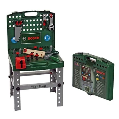 Image de Theo Klein 8681 Tool shop, atelier portable Bosch Pliable en mallette et facilement transportable Avec des outils accessoires pour Dimensions : 41,5 cm x38,5 x 76,5 Jouet enfants à partir de 3 ans