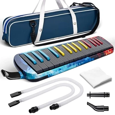 Image de CAHAYA mélodica 32 touches pour enfants Instrument de avec sac transport Convient les débutants, étudiants, cadeau musical garçons et filles Multicolore CY0347