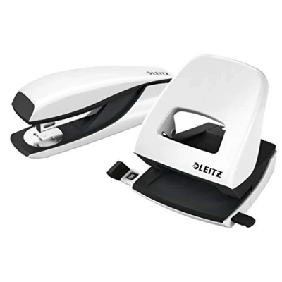 Image de Esselte leitz ensemble perforatrice neXXt 5008 et agrafeuse 5502 en blanc perle