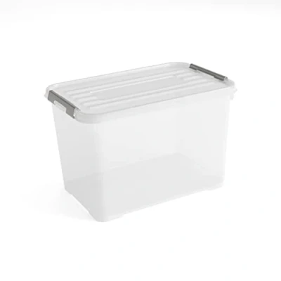Image de CURVER Boîte de Rangement Handy Plus 65L Multifonction Pour Chambre, Bureau, Garage, Cabanon, Buanderie Fermeture Rapide à poignées 60 x 40 38,8 cm Transparent