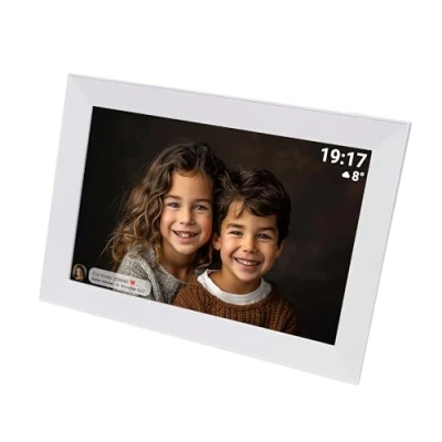Image de Denver PFF 1012W Cadre Photo numérique Wi FI Écran Tactile IPS HD de 10&quot; Logiciel Frameo intégré Connexion Facile au Smartphone multimédia Blanc