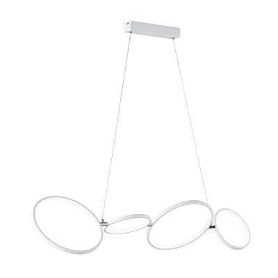 Image de Trio, Suspension, Rondo incl. 1 x LED,SMD,37,0 Watt,3000K,4600 Lm. Corps: Métal, blanc mat L:110,0cm, L:30,0cm, H:150,0cm Réglable avec interrupteur,IP20,Réglable en hauteur,Non variable