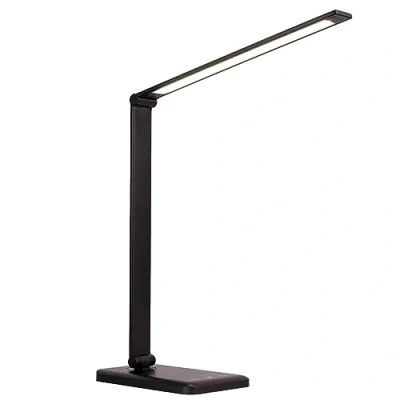 Image de Lampe de Bureau LED Réglable, Table 5 Modes Couleur et Niveaux Luminosité Ajustable, Chevet Port USB Charge Fonction Minuterie, Flexible Contrôle Tactile Protection, Noir