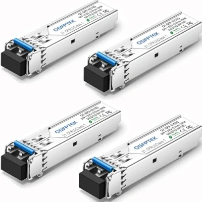 Image de QSFPTEK 4Pack 1000BASE LX/LH Gigabit SFP Module, 1310nm, 10km, DDM, Single Mode LC Mini GBIC Transceiver for Cisco GLC LH SMD/GLC LX SM RGD, Ubiquiti UF 1G, Netgear, Mikrotik, Supermicro