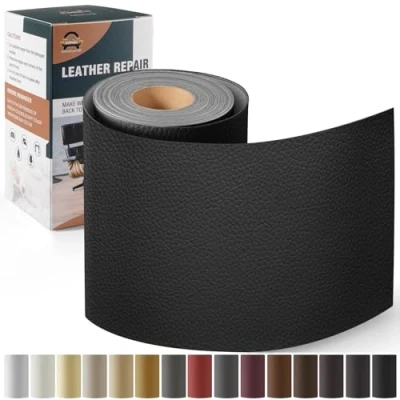 Image de Simili Cuir Autocollant, 10 x 160 cm Patch de réparation en Auto adhésif, Kit pour Sièges D&#039;auto, Canapés, Bateau, Chaises Noir