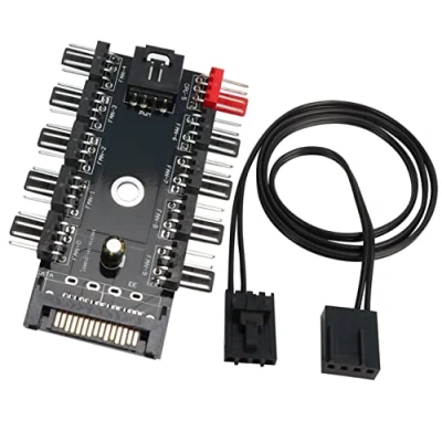 Image de HuaLiSiJi HUB Ventilateur PC Fan Controller PWM Equipé de 1 câble pour Multiple Power Connector Fans (10 Ports SATA)