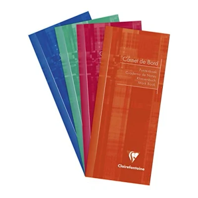 Image de Clairefontaine 3529C Un Cahier de Bord Agrafé 8,5x20 cm 32 Pages avec Marges Détachables Papier Registre Vert 110 g Couverture Carte Pelliculée Couleur Aléatoire