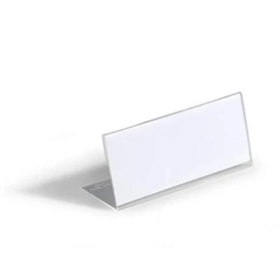 Image de Durable 805419 Chevalet Porte Noms 1 Face Inclinée Insertion 61 x 150 mm Acrylique Transparent Boîte de 10