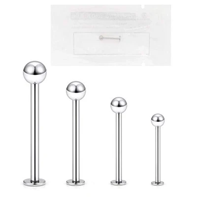 Image de WARRIOR Piercing STÉRILE Labret pour Lèvre Tragus Helix Cartilage Clou d&#039;Oreille en Acier Chirurgical 316L 16G(1,2mm) Boule de 3mm Bijoux Corporel PCS 001(8)