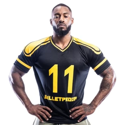 Image de Met X T Shirt de Style Football Oversize (Noir Jaune, XL)