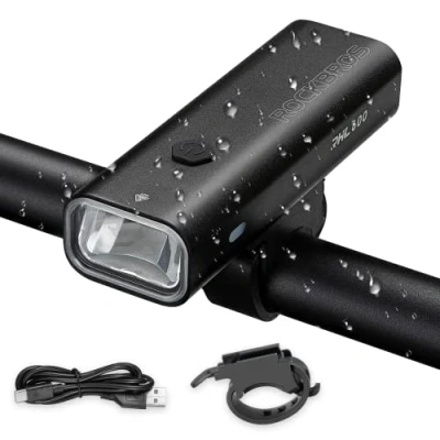 Image de ROCKBROS Éclairage Vélo Avant LED Lumière pour Rechargeable IPX6 Étanche 4 Mode d’éclairage Lampe Portable Léger 600 Lumens Hommes Femmes VTT VTC de Route