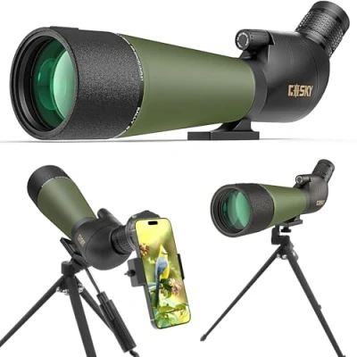 Image de Gosky Updated 20 60x80 Spotting Scopes with Tripod, Carrying Bag and Quick Phone Holder BAK4 High Definition Waterproof Spotter Scope for Bird Watching Wildlife Scenery1