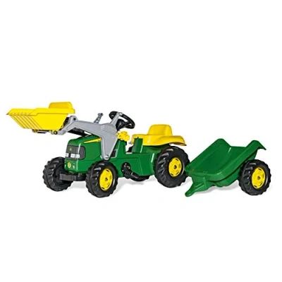 Image de Rolly Toys 012190 rollyKid John Deere (avec remorque, direction à levier rotatif, âge 2,5 5 ans, attelage arrière), vert