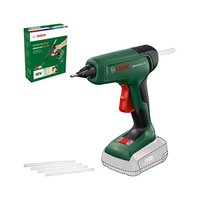 Image de Bosch Home and Garden Pistolet à Colle sans Fil AdvancedGlue 18V (sans Batterie ; Système 4 Bâtonnets de Durée Chauffe : 90 s Deux Températures au Choix 130 C 200 C)