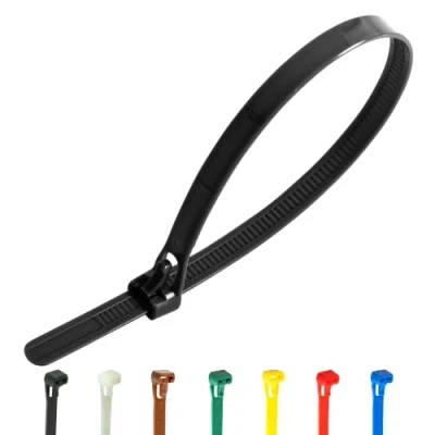 Image de Gocableties Lot de 100 attaches câble réutilisables 200 mm x 7,6 mm, très résistantes, noires, 30,5 cm, en nylon solide