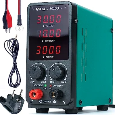 Image de YIHUA 3010D III Alimentation de laboratoire banc d&#039;établi réglable variable 30V 10A DC labo avec pinces crocodiles mode CC/CV automatique pour l&#039;électronique la réparation galvanoplastie ingénierie